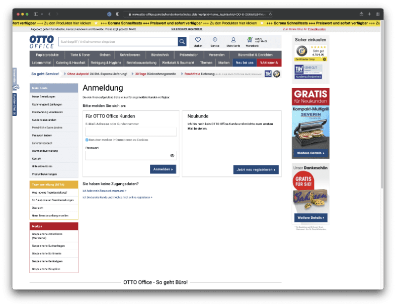 Otto Office Authentifizierung