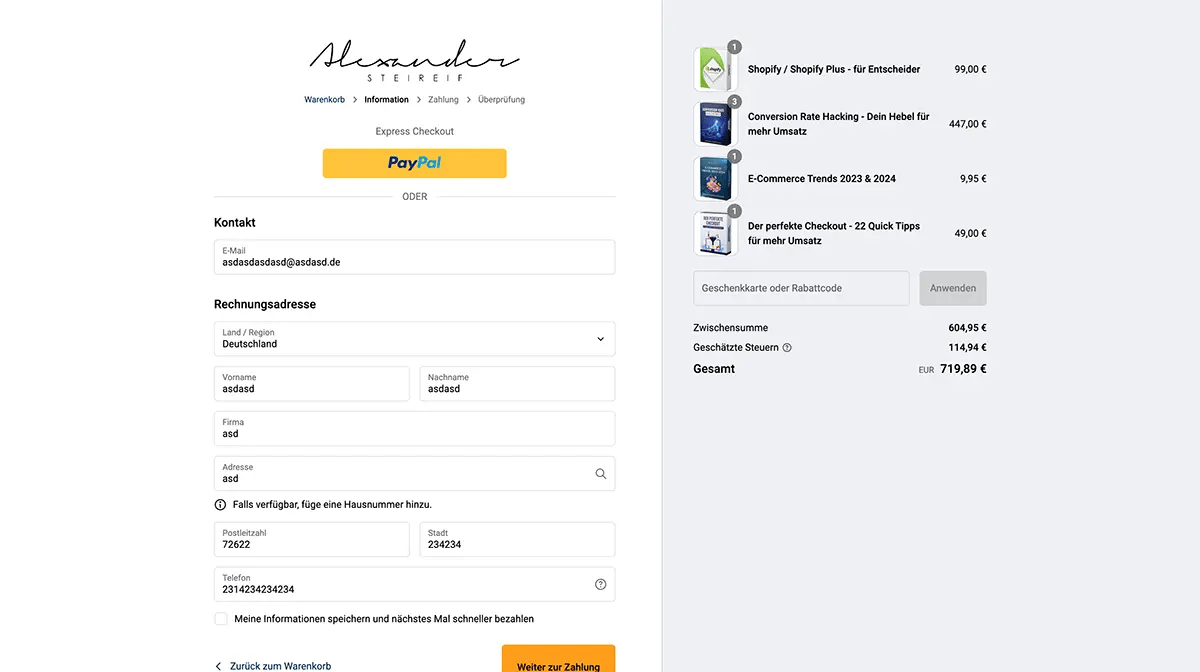 B2C Checkout Prozess