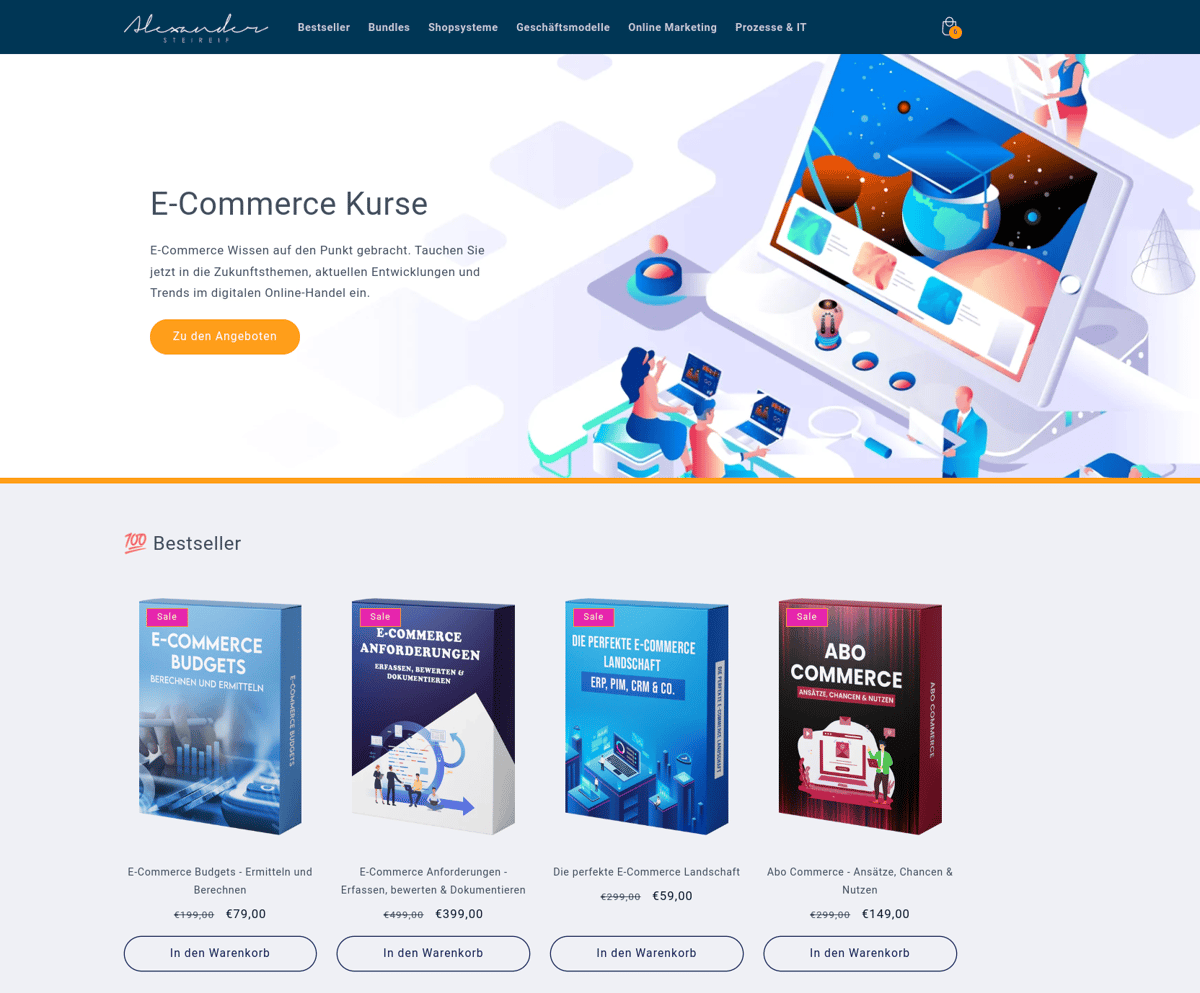 Online-Shop mit unseren Kursen